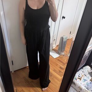 aerie Black Wide-Leg Tank Jumpsuit